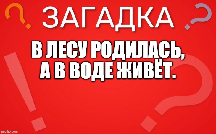 В лесу родилась, а в воде живёт — загадка