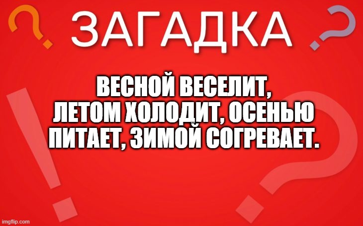 Весной веселит, летом холодит, осенью питает, зимой согревает — загадка