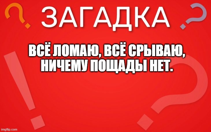 Всё ломаю, всё срываю, ничему пощады нет — загадка
