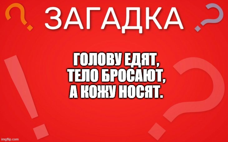 Голову едят, тело бросают, а кожу носят — загадка
