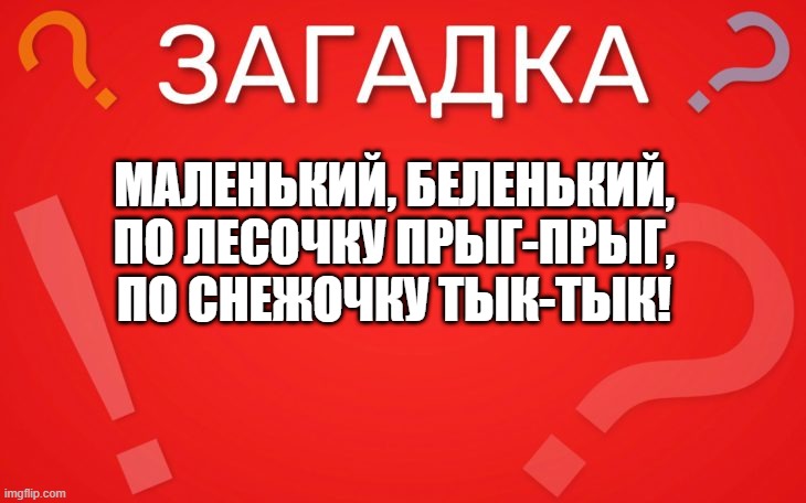 Маленький, беленький, по лесочку прыг прыг — загадка