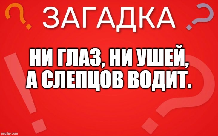 Ни глаз, ни ушей, а слепцов водит — загадка