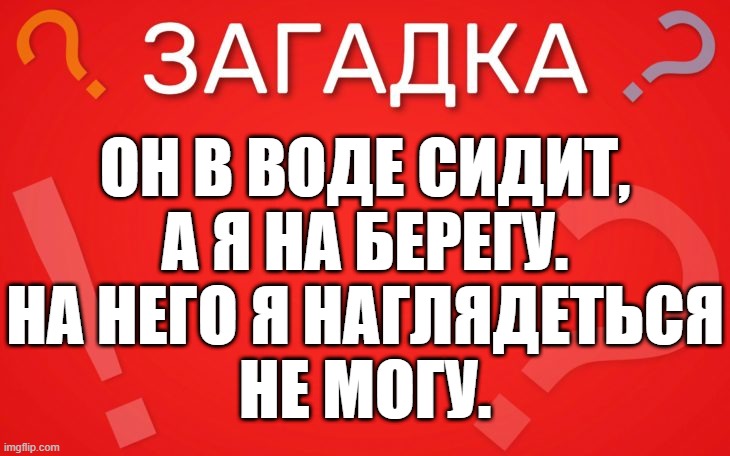 Он в воде сидит, а я на берегу — загадка