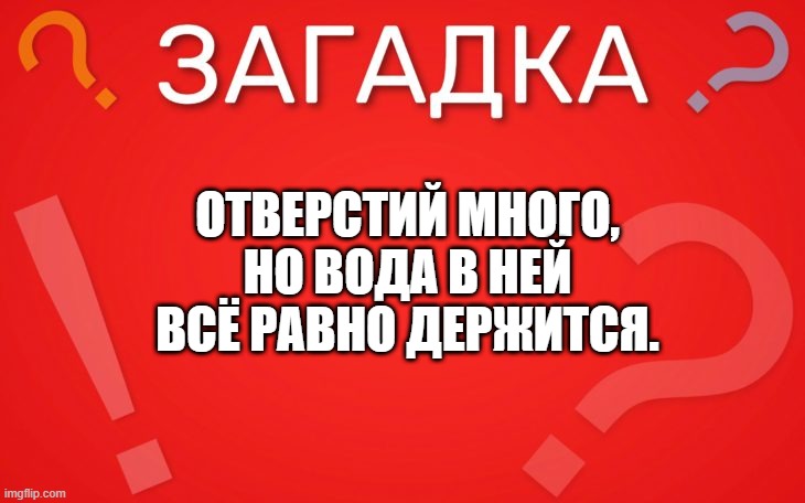 Отверстий много, но вода в ней всё равно держится — загадка