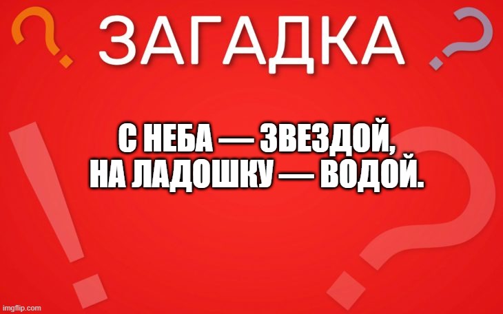 С неба звездой, на ладошку водой — загадка