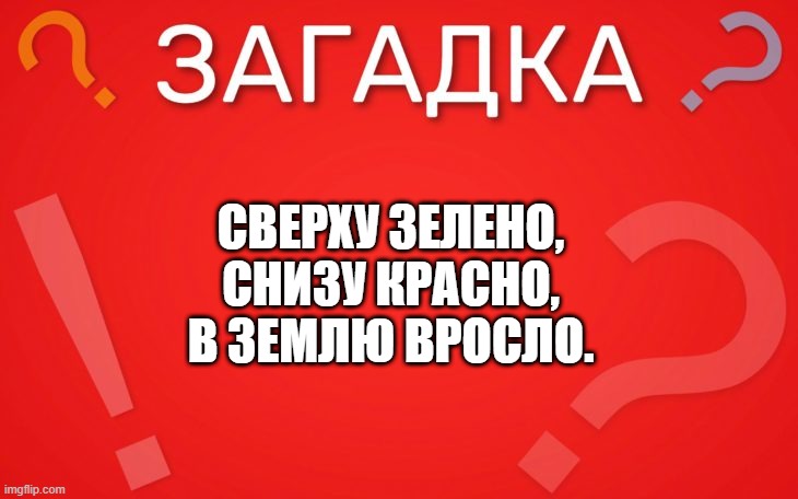 Сверху зелено, снизу красно — загадка