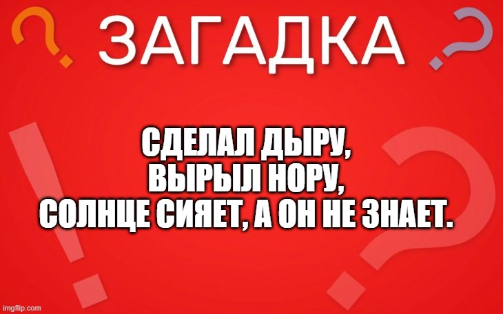Сделал дыру, вырыл нору — загадка