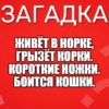 Живёт в норке, Грызёт корки. Короткие ножки. Боится кошки.