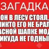 Он в лесу стоял, Никто его не брал, В красной шапке модной Никуда не годный.